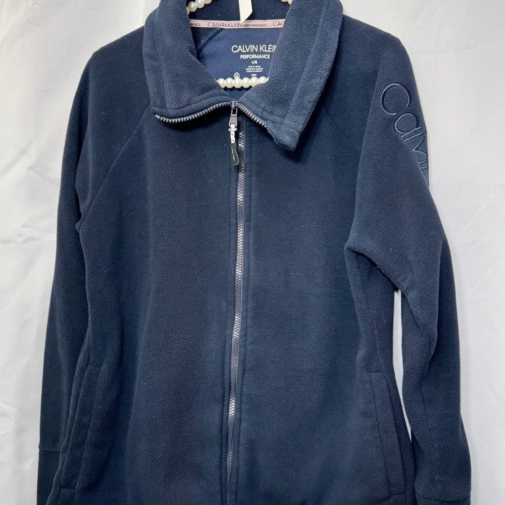 Calvin Klein Performance Women’s Fleece Jacket Navy Blue  Full Zip Large